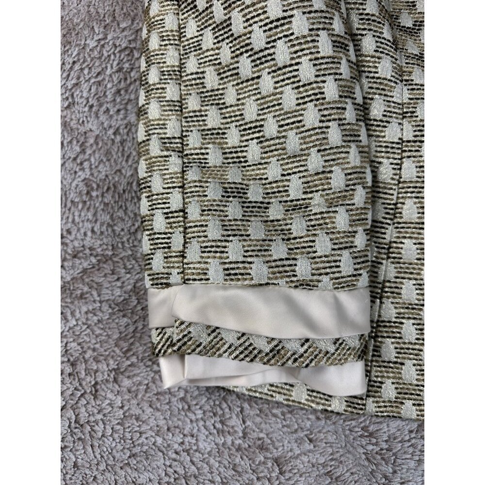 Donna Vinci Champagne Gold Church Suit Jacket Floral Rosette Jewel Button Sz 12 - Picture 6 of 16